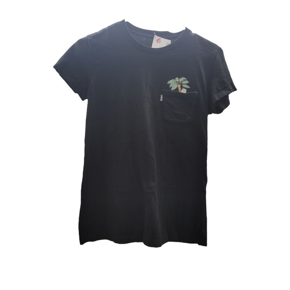 RIP‎ N DIP Black Palm Tree Front Pocket Shirt Size S